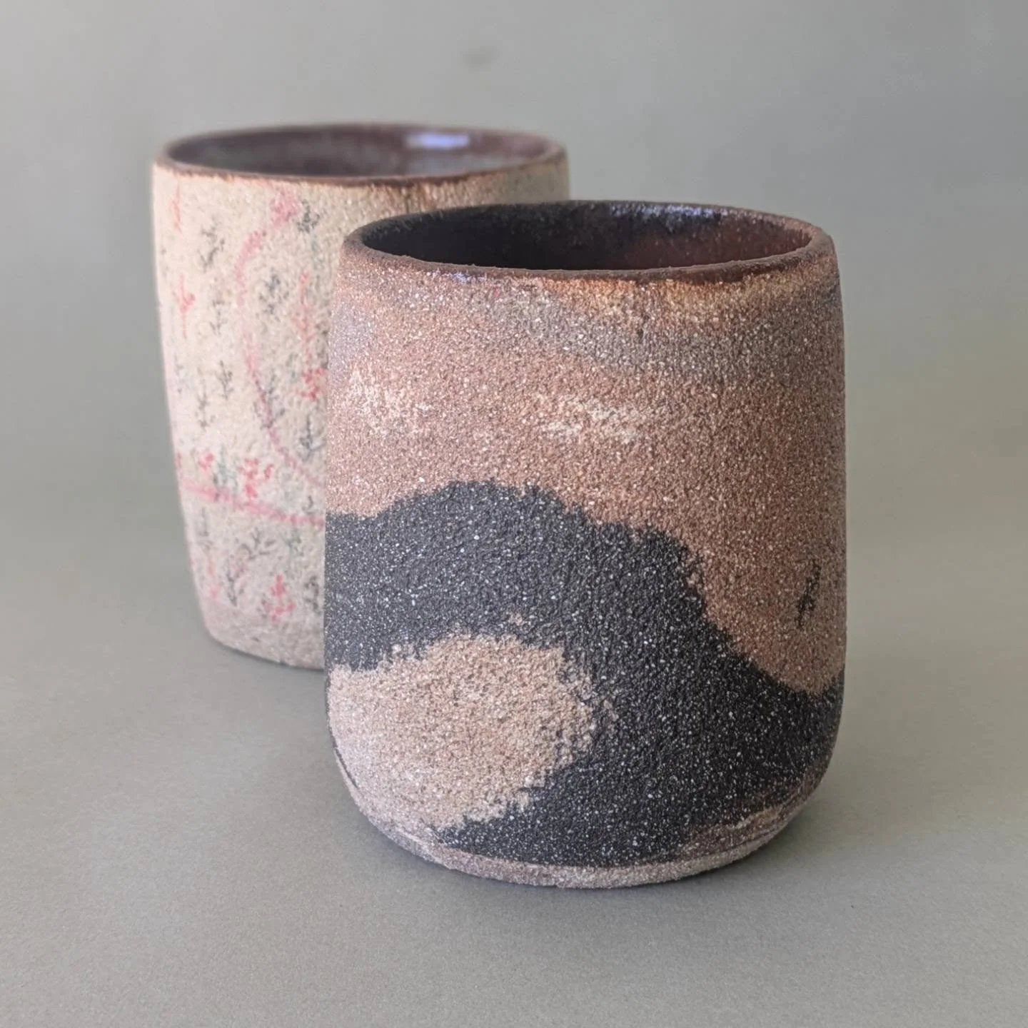 Marbled clay cups, one with underglaze pencil scribbles ✏️
#ceramiccup #pottery #potterhead