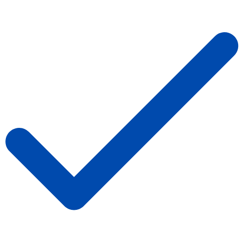 Blue checkmark icon on a black background.