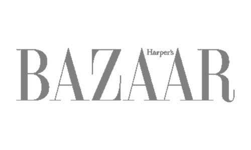 Bazaar magazine logo with the text 'Bazaar' in large letters and 'Harper' in smaller letters above the 'A'.