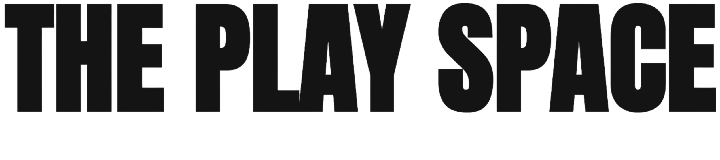 The logo of The Play Space with bold black letters on a transparent background.