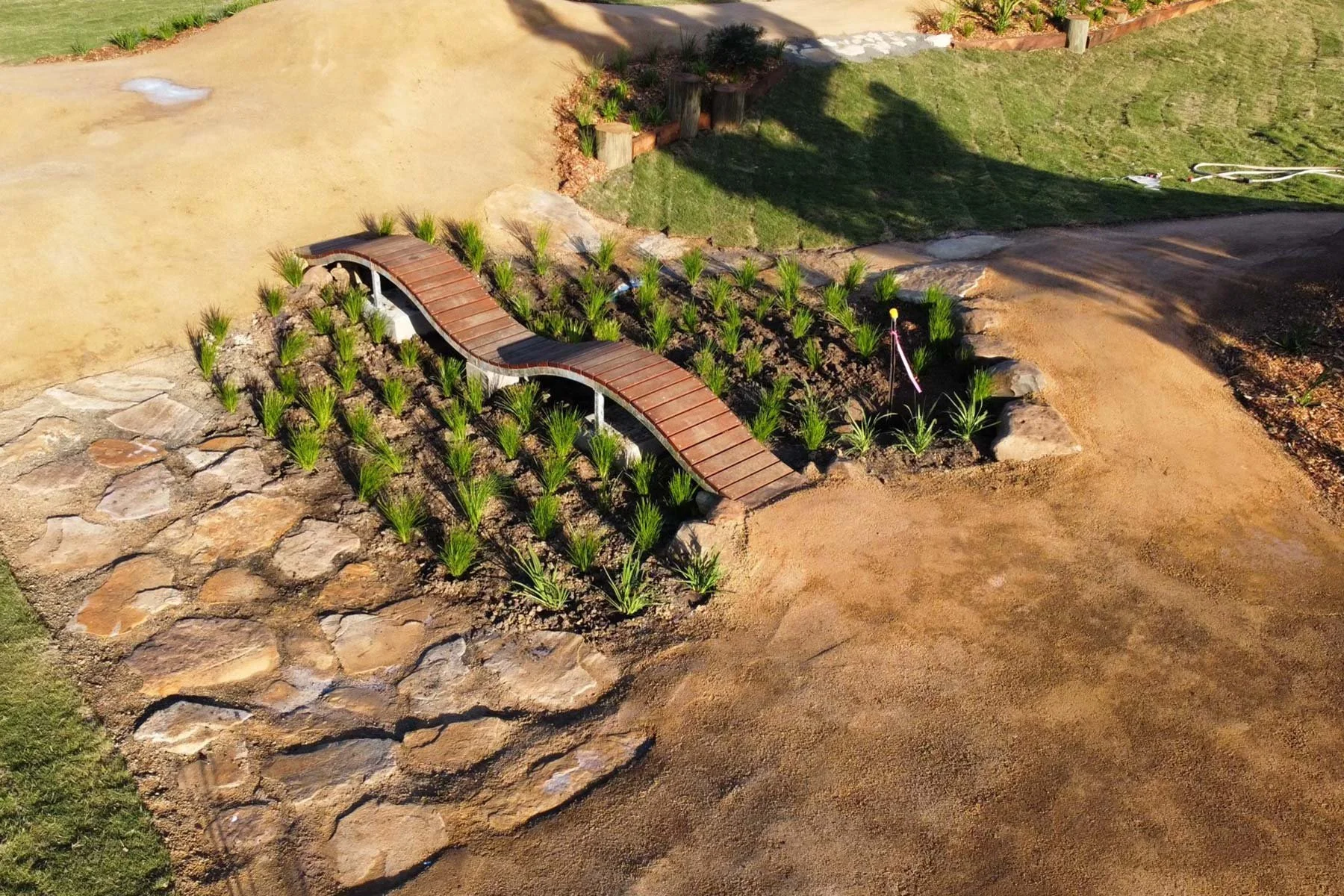 bridge and rock garden