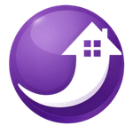 Purple circular logo with stylized letter 'J' in the center