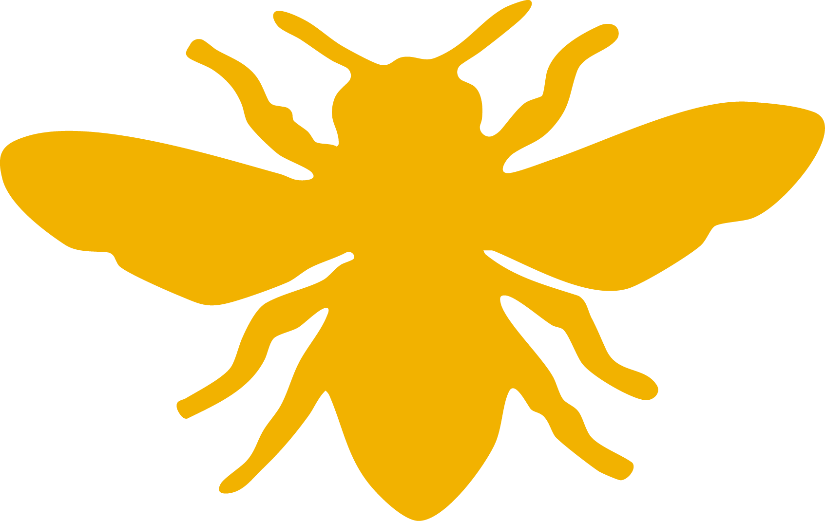 Silhouette of a yellow bee on a transparent background.