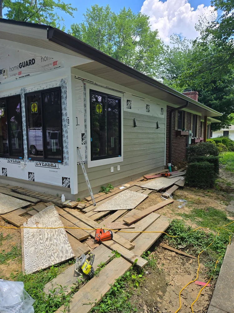 Room addition under construction by Tenbarge Exteriors