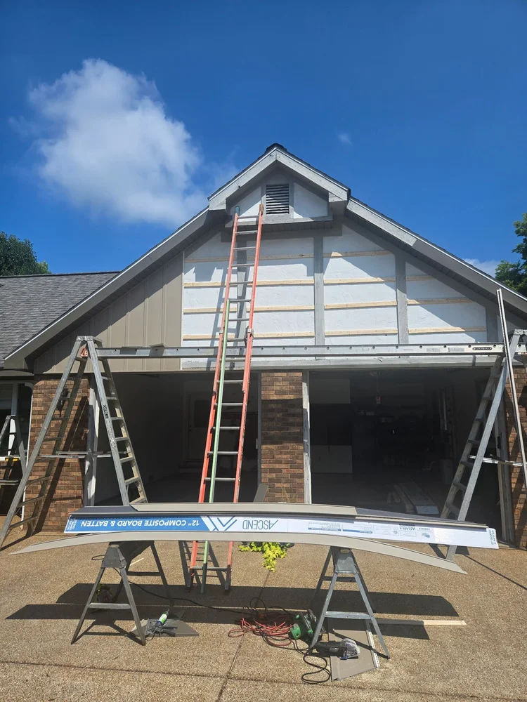 Siding installation on a home gable by Tenbarge Exteriors