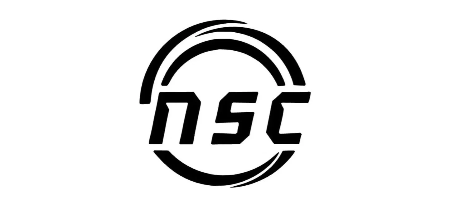 Black and white logo with stylized text 'nSC' inside a circle with three curved lines above and below.