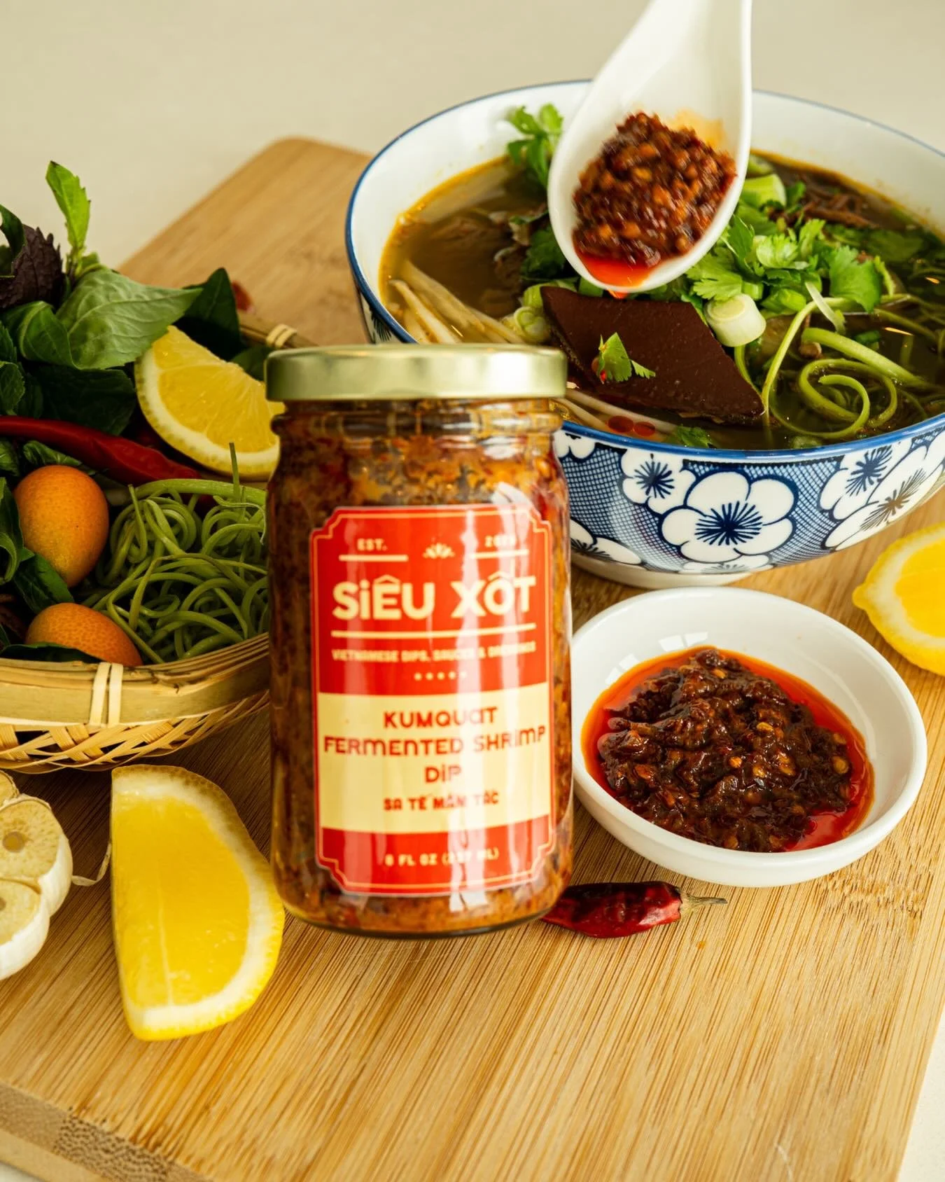 Kumquat Fermented Shrimp Dip 🍊🦐 Bold, funky, citrusy, and full of umami &mdash; the perfect dip for your favorite Vietnamese classics.

Perfect with:
🍜 B&uacute;n B&ograve; Huế
🍲 B&uacute;n Ri&ecirc;u
🥟 Spring rolls
🥓 Pork belly
🥬 Veggies &amp