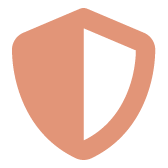 A shield icon with a metallic finish and a black background