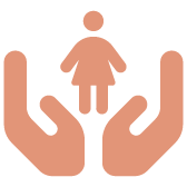 Two hands holding a small girl figure