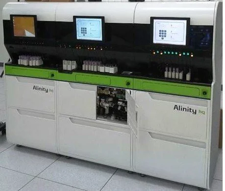 Automated laboratory instrument. This blood analyzer used in labs for blood cell analysis