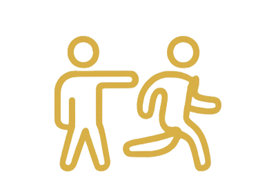 Line art of a person grabbing another person in a headlock.