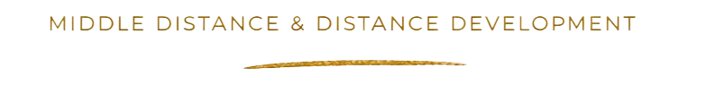 Text on a black background reading 'Middle Distance & Distance Development' with a small gold line underneath.