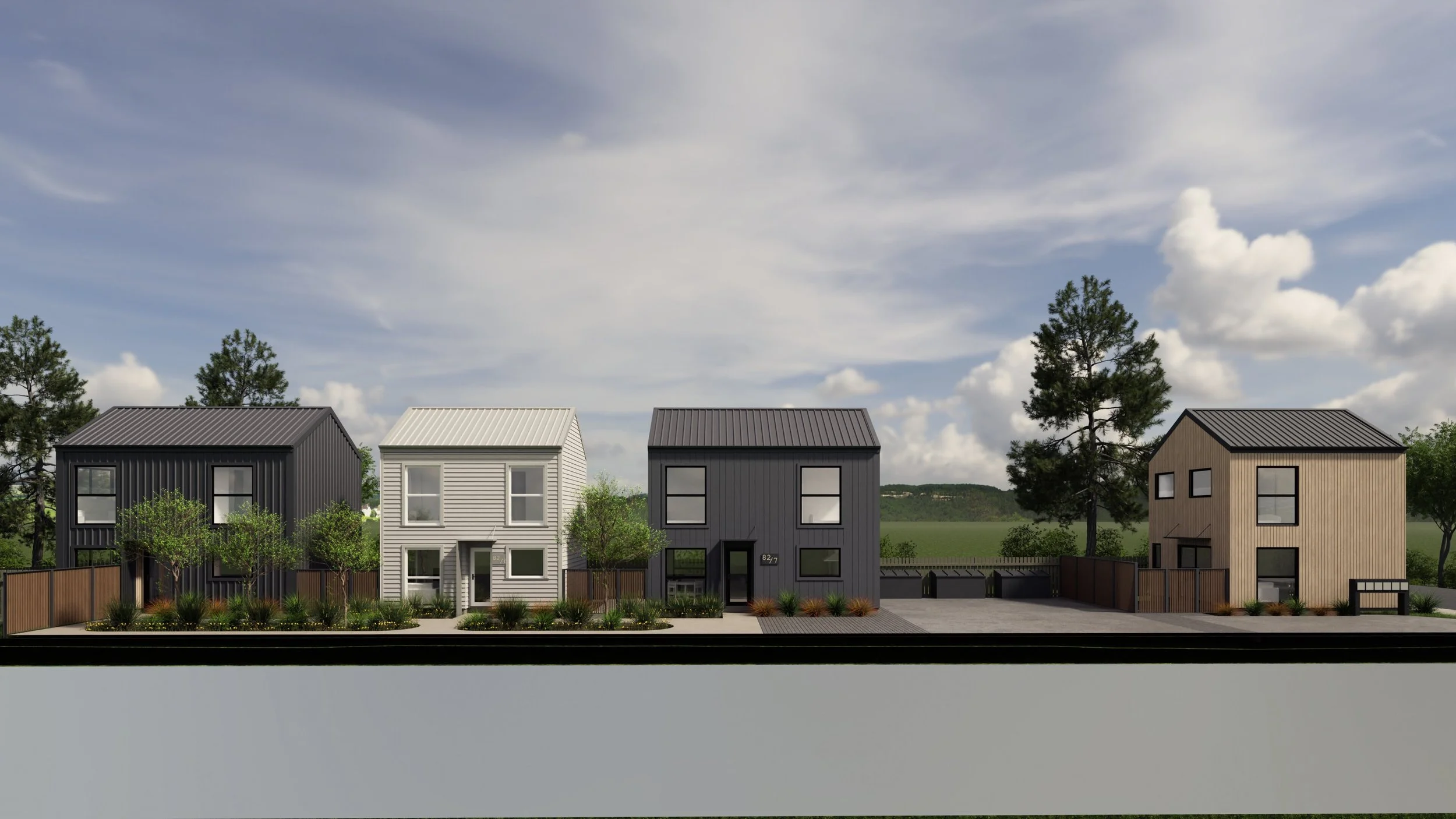 Terraced housing in an 8 lot subdivision with contemporary compact dwelling design