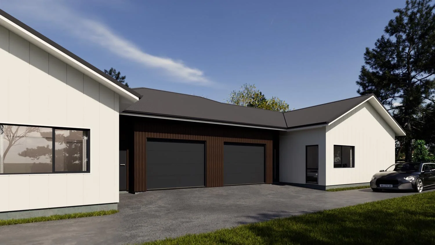 Residential subdivision showing internal courtyard and garage-focused layout between homes