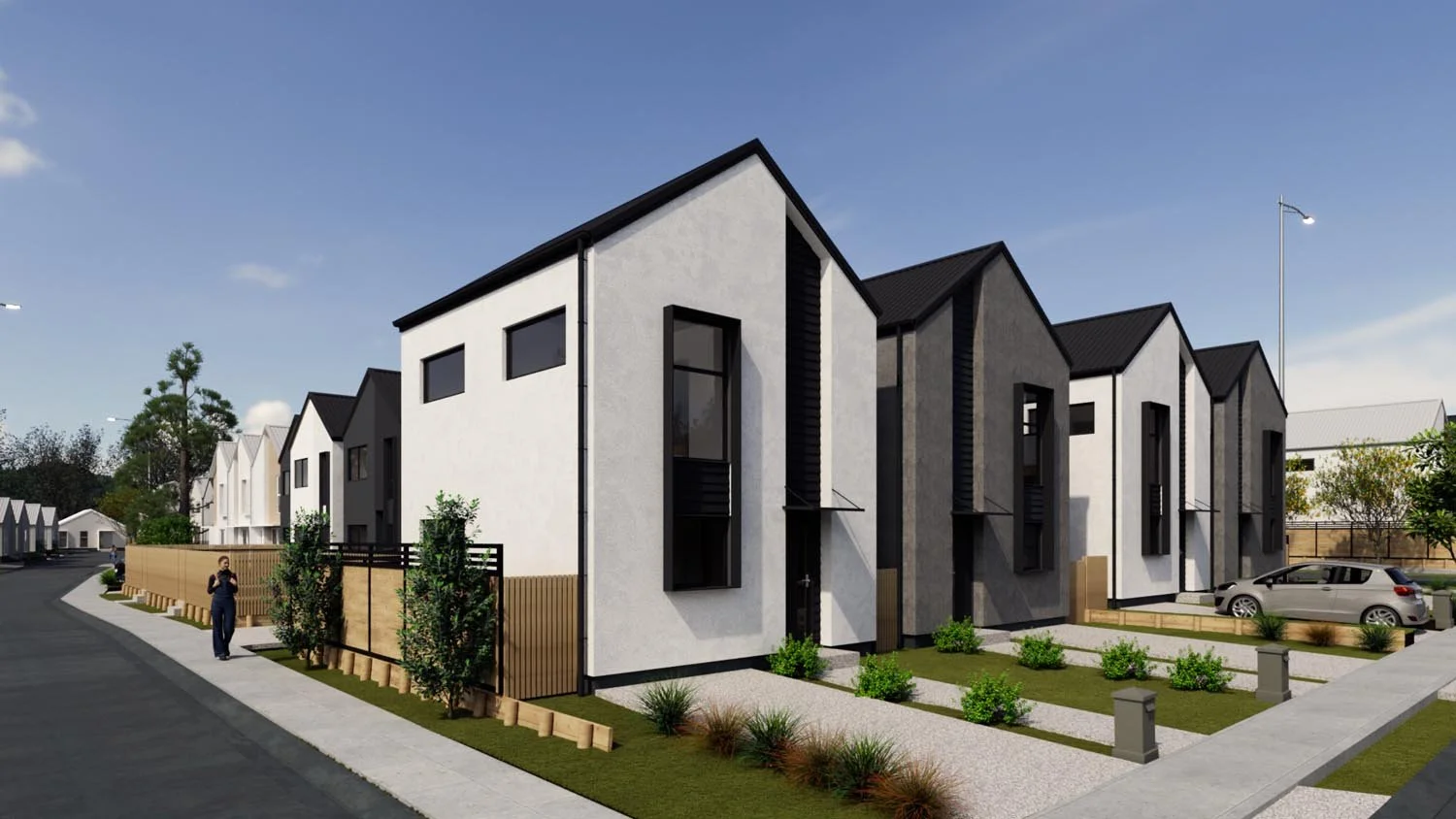 Medium density housing development with modern architectural style