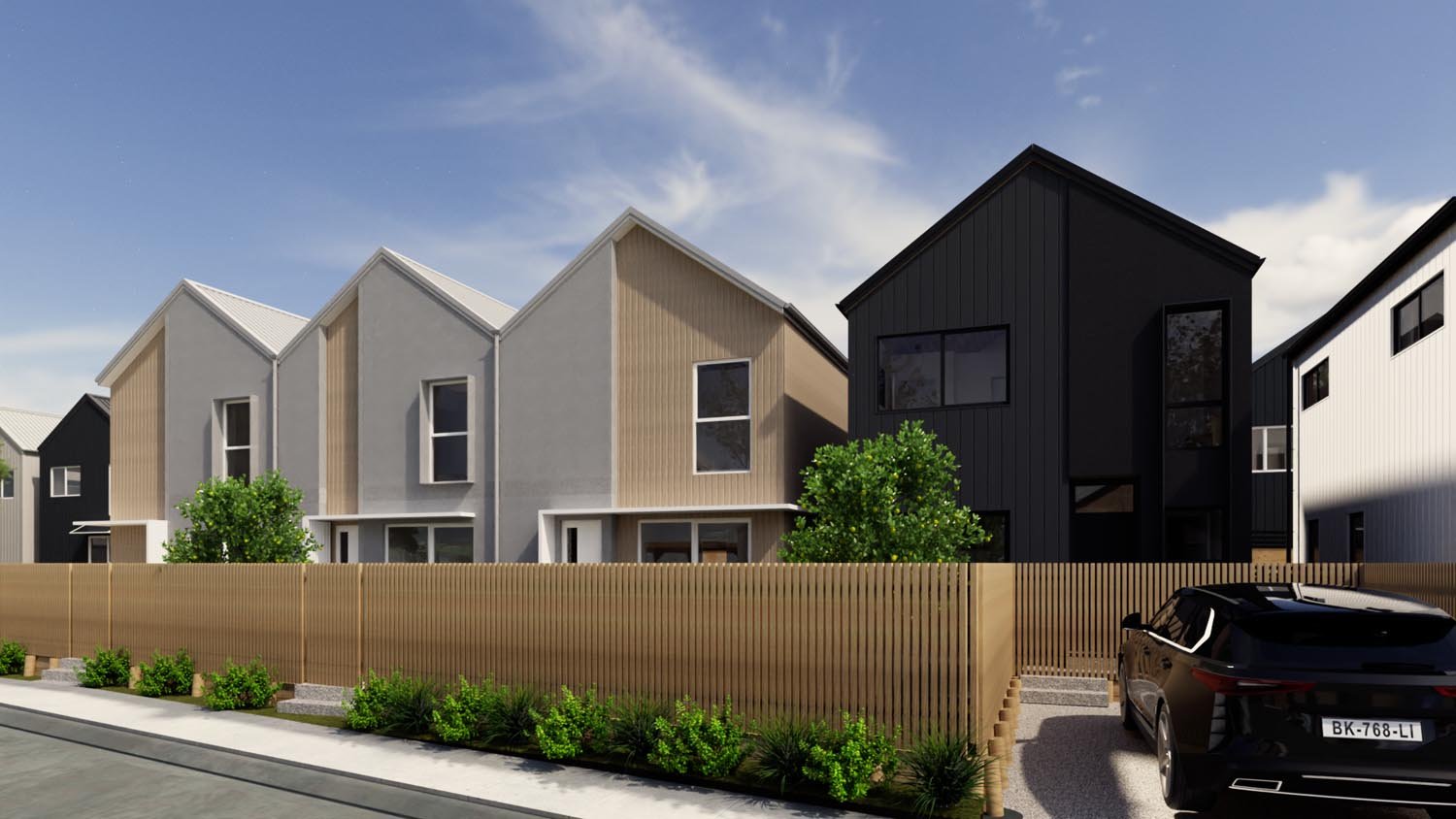 Modern terrace housing with private outdoor areas and balconies