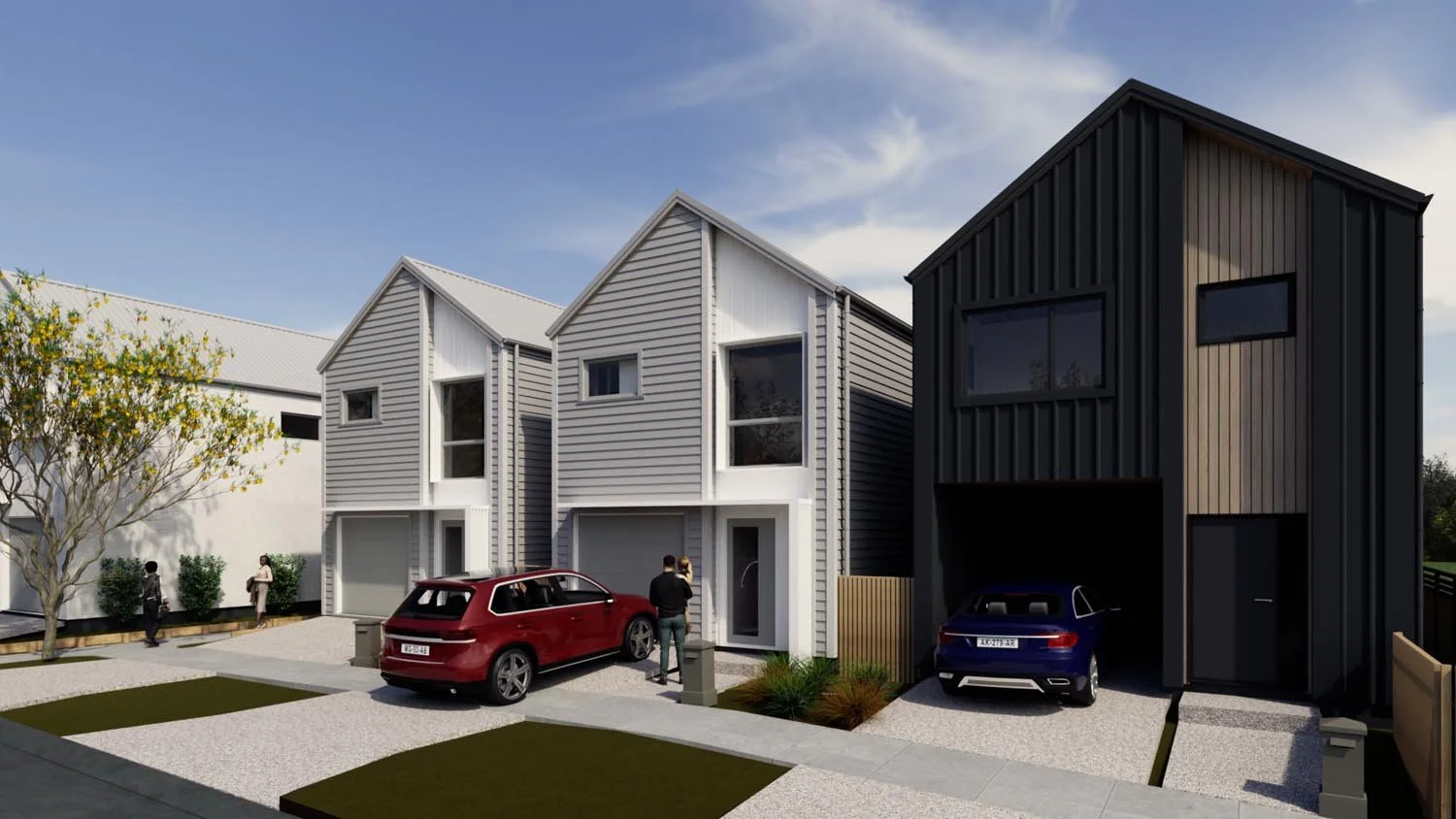 Small lot housing development with shared driveway and efficient layout