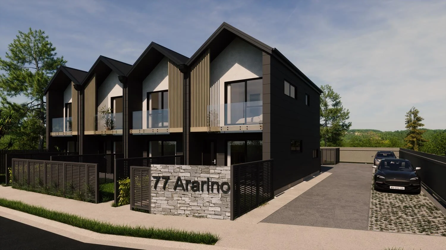 Modern 6 lot subdivision with contemporary townhouses, shared accessway and efficient site layout for medium-density housing