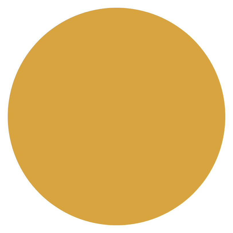 A solid gold-colored circle with a black background.