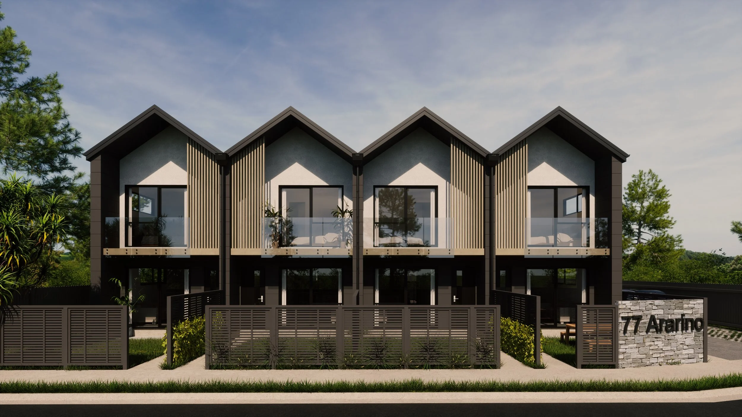 Modern 6 lot subdivision with contemporary townhouses, shared accessway and efficient site layout for medium-density housing