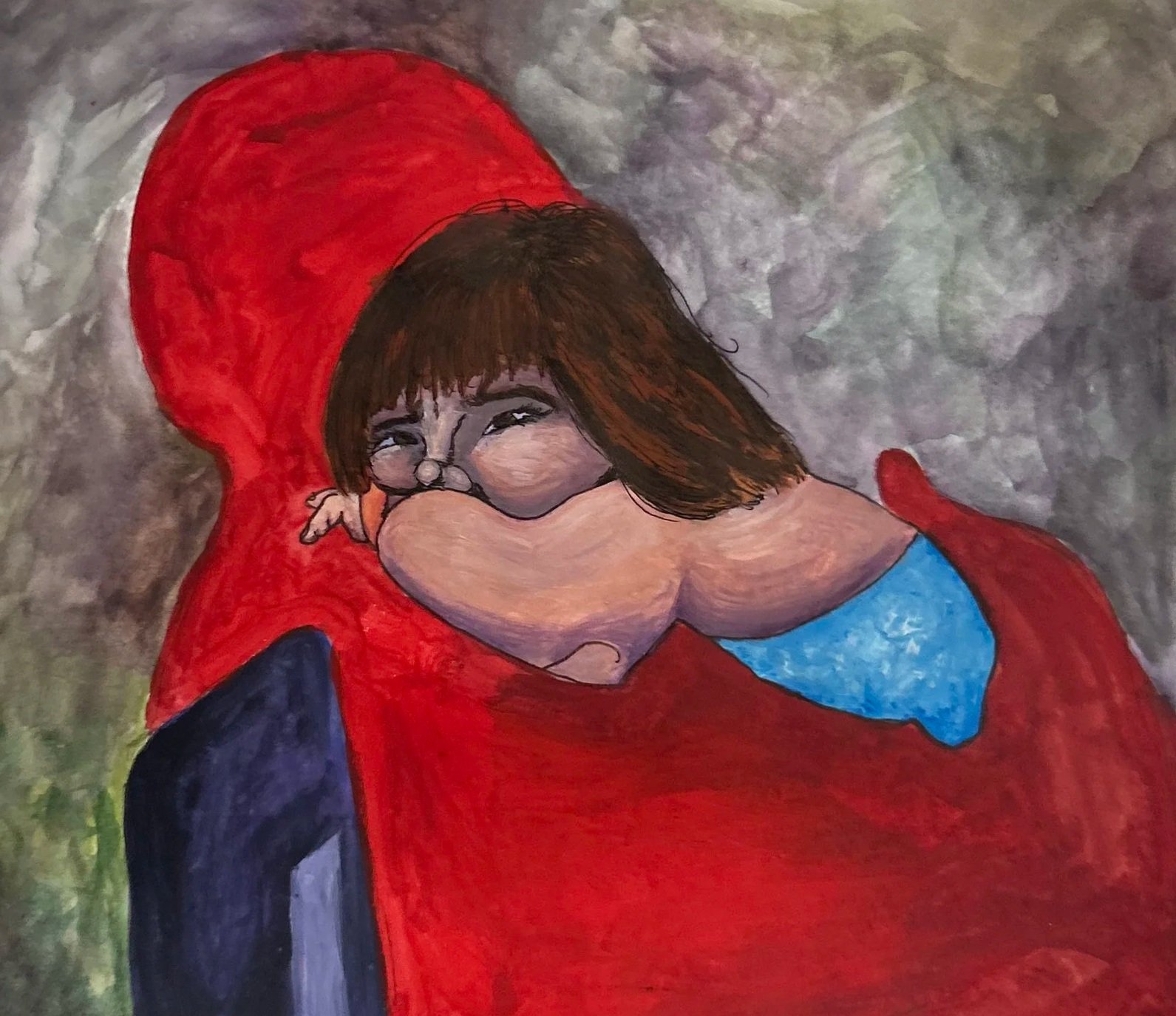 "Grief is a Girl" is made with watercolor and pall-point pen.