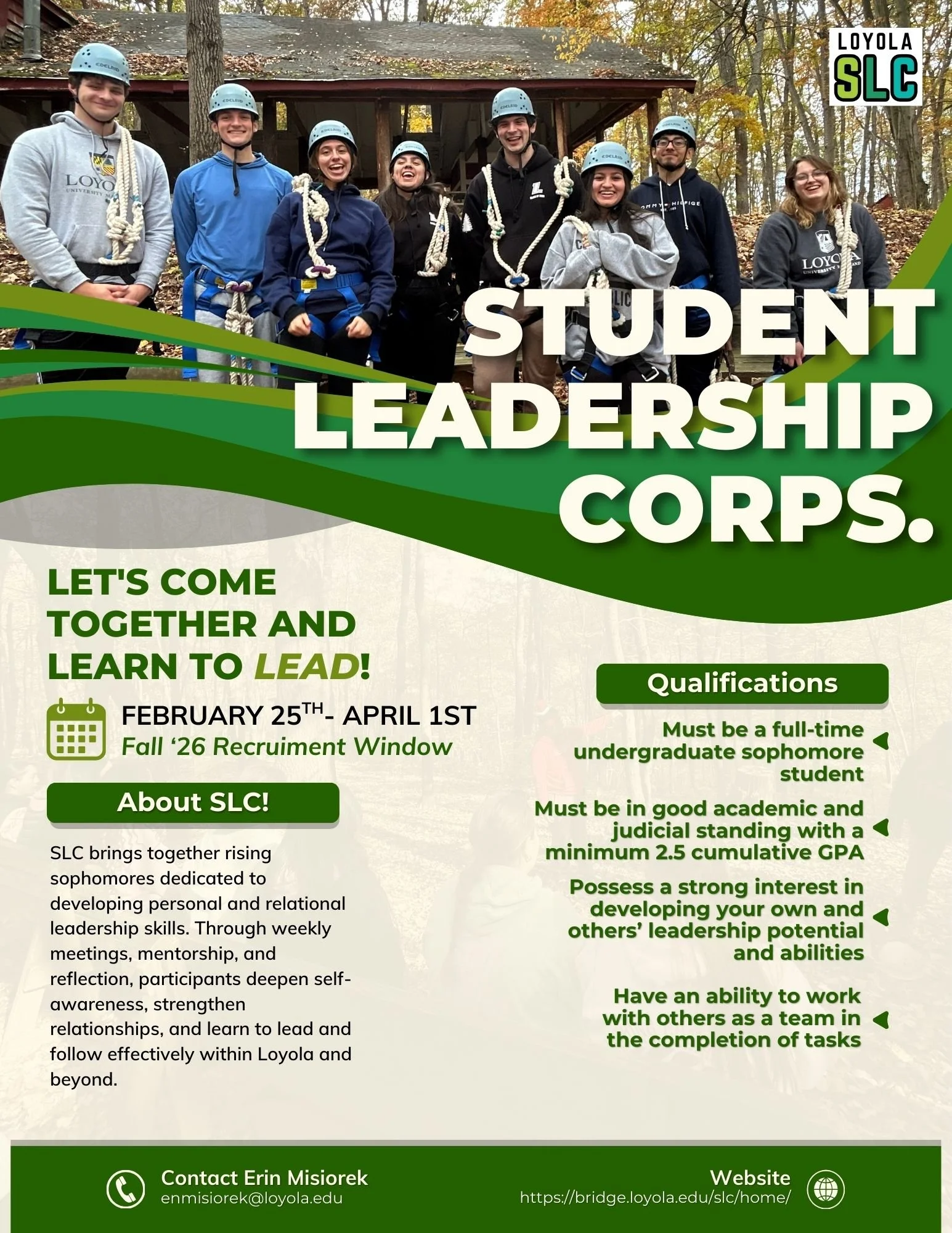 Flyer created for folks to join Student Leadership Corps!