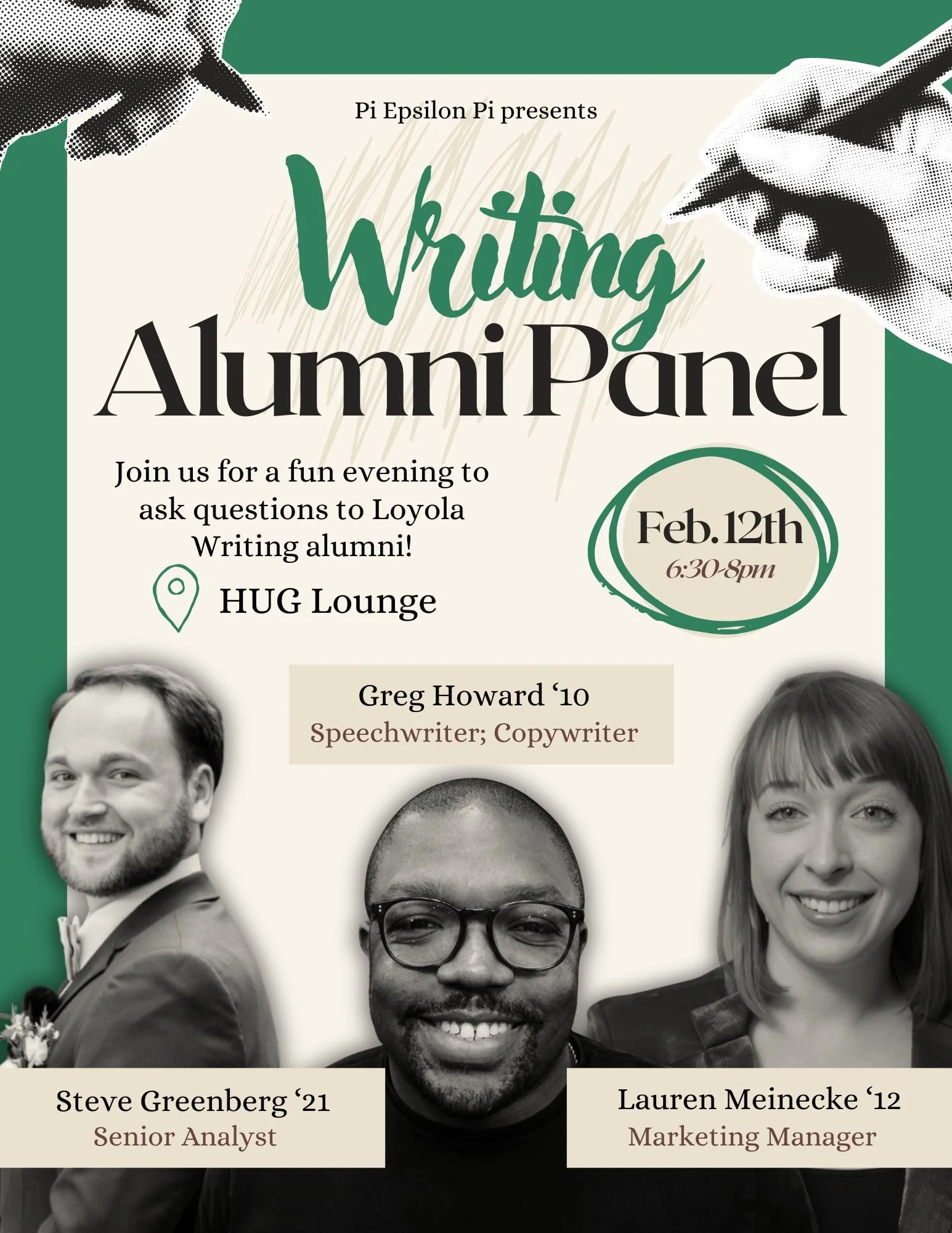 Flyer for Pi Epsilon Pi's Alumni Panel!