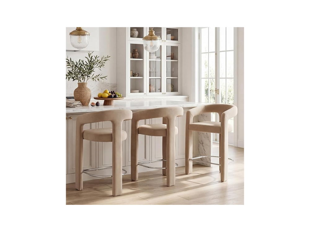 Velvet bar stools for elevated kitchen and entertaining spaces