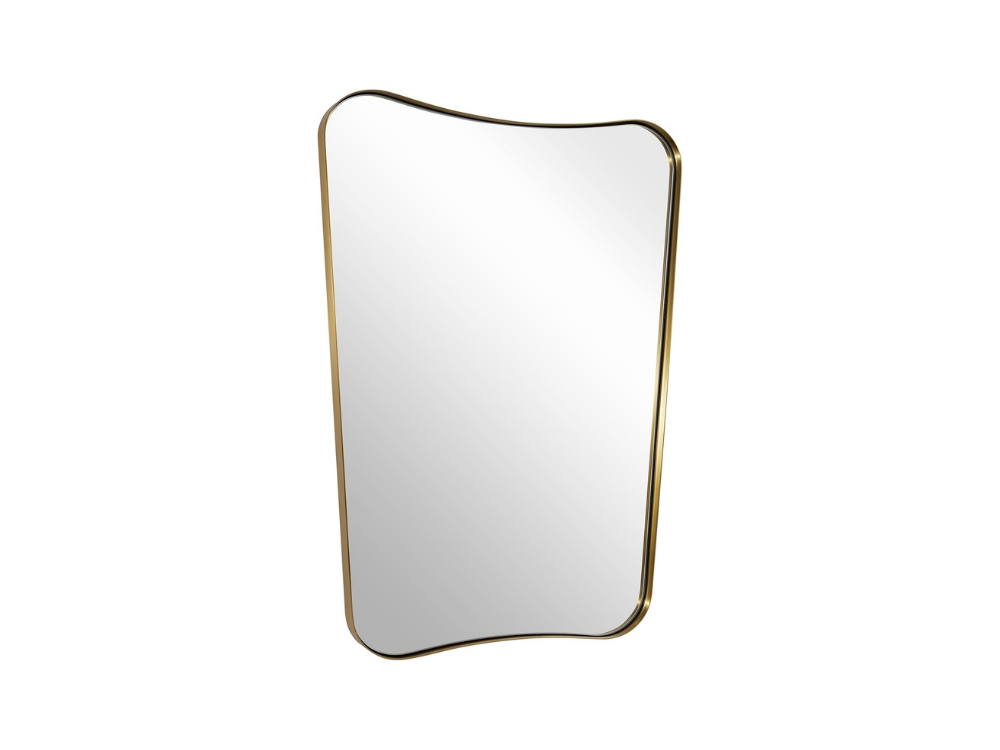 Full-length floor mirror with gold frame for elegant bedroom interiors