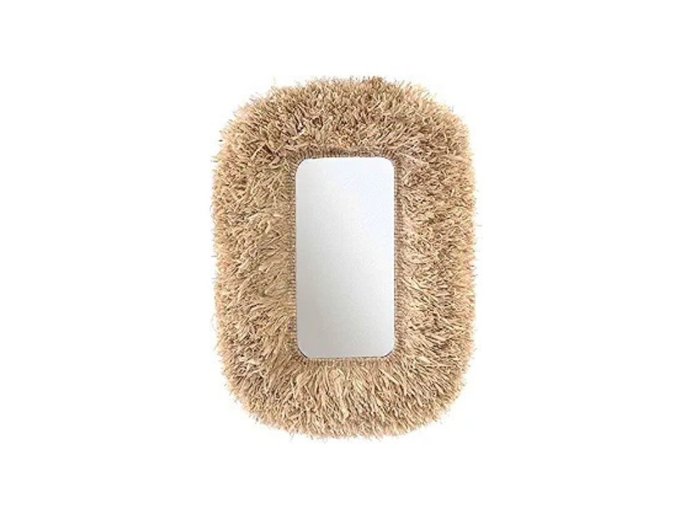 Sisal wall mirror for organic modern home decor and interior styling