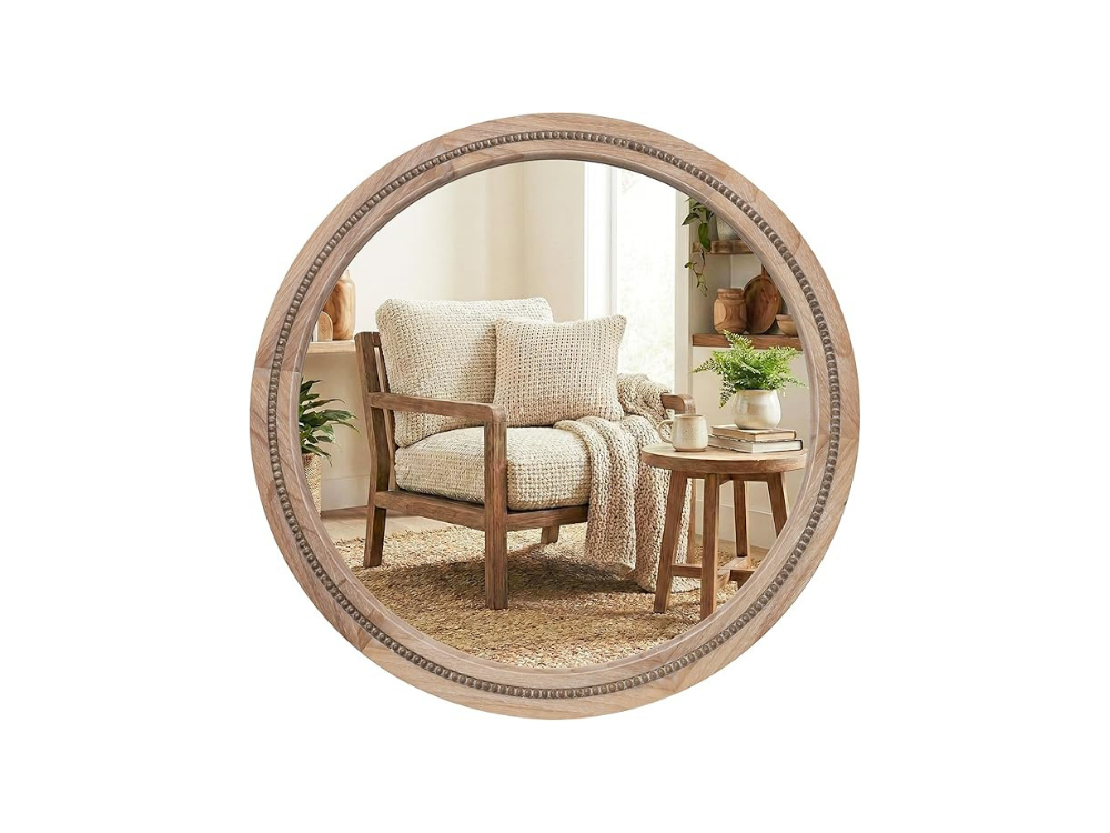 Oversized wood mirror for designer-curated home decor collections