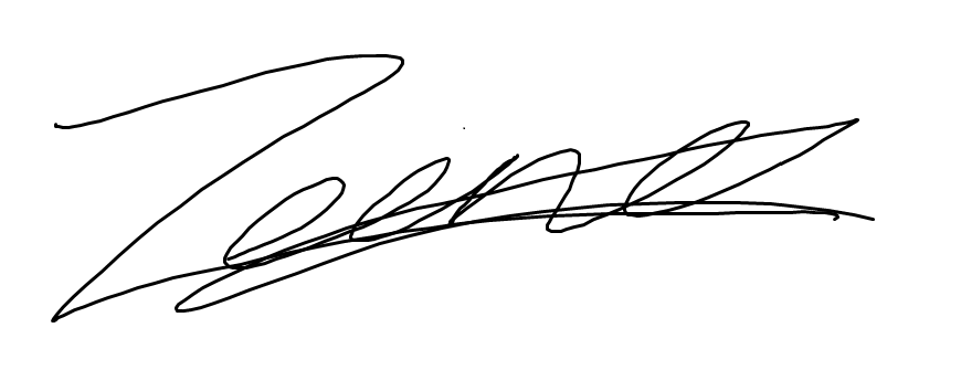 Zeina's signature on a white background.