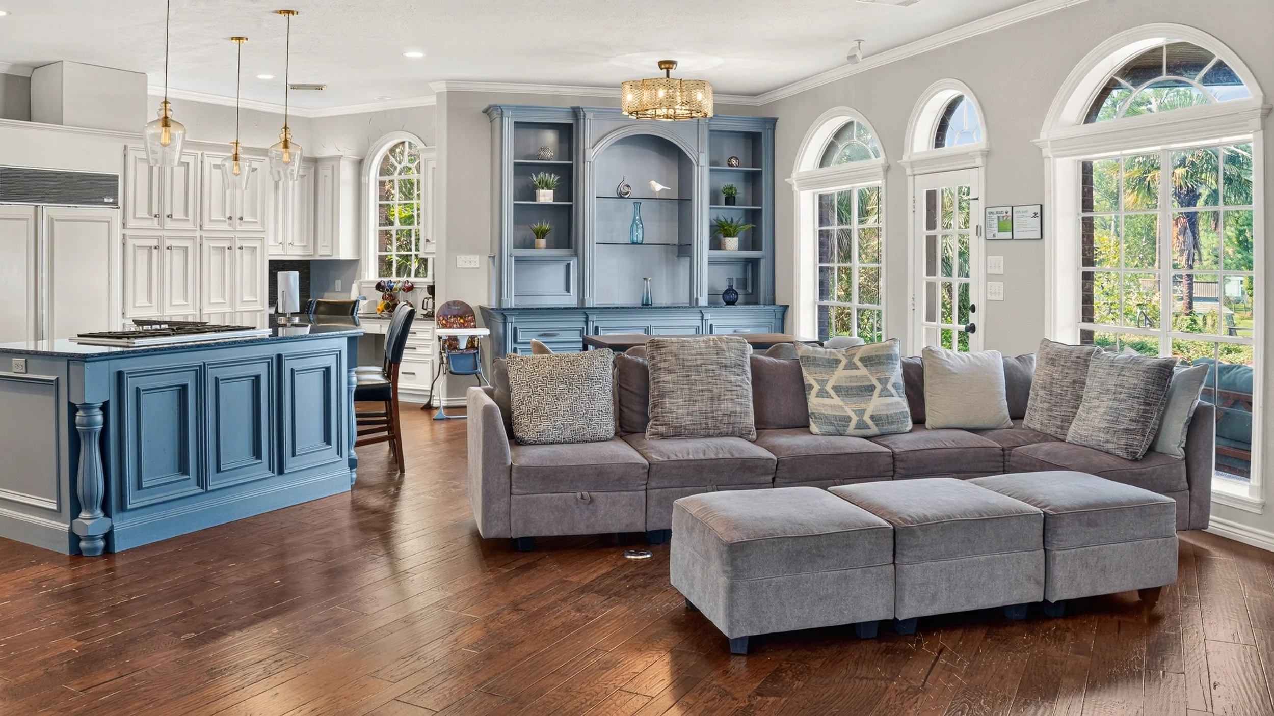 Open living area with sectional seating