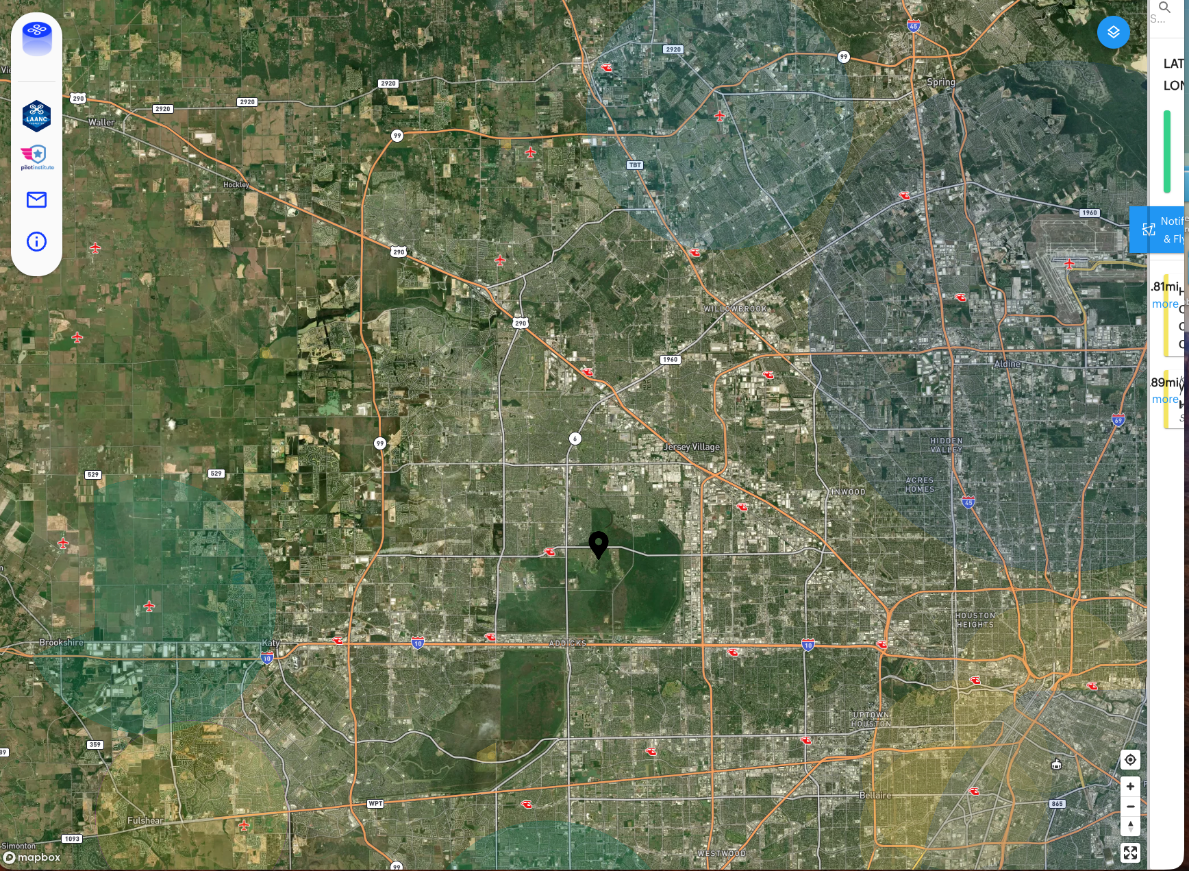Image of West Houston, Cypress, and Katy Airspace