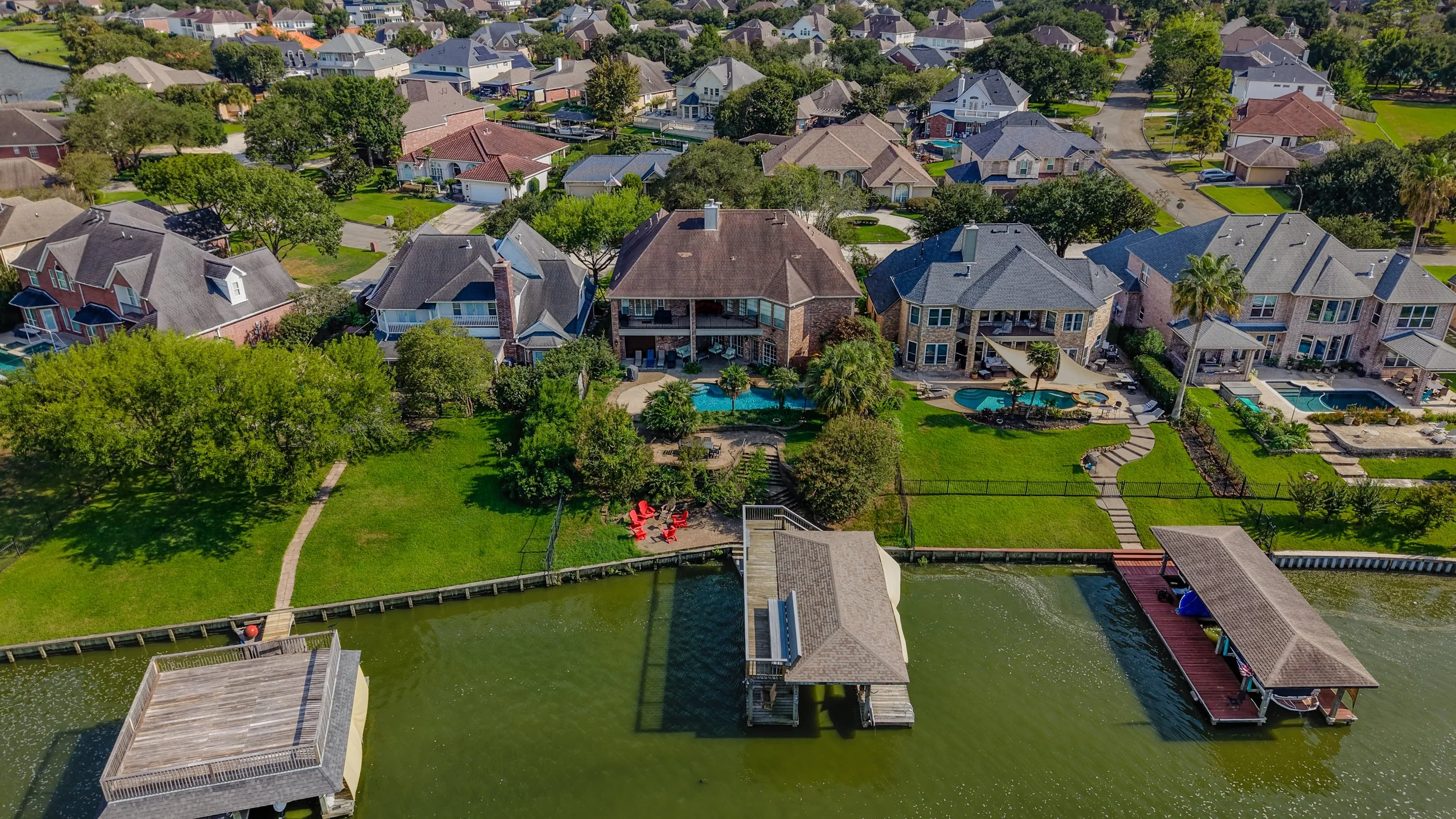 Aerial View over Lake Houston in Atascocita Texas