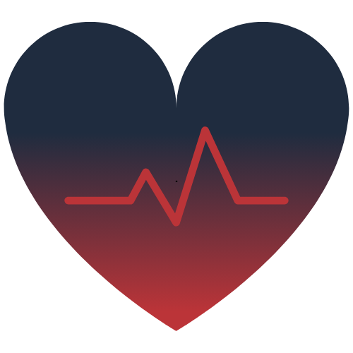 A heart rate monitor graph displaying a heartbeat pattern with a red line on a dark background.