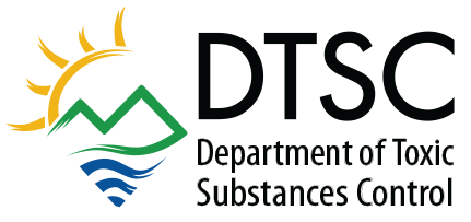 Logo of the Department of Toxic Substances Control featuring a stylized sun, mountains, and water.