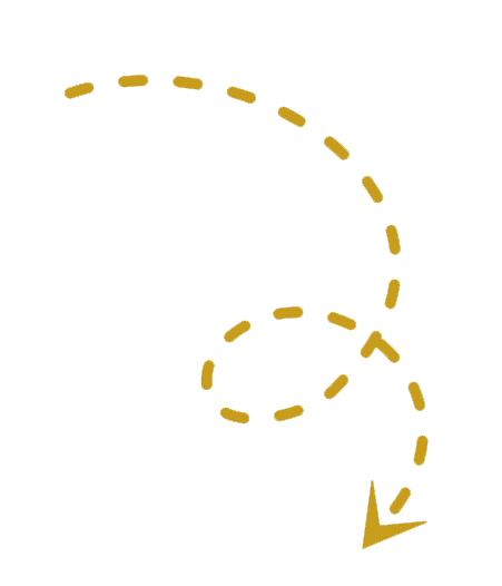 A dotted arrow in yellow indicating a downward curved path.