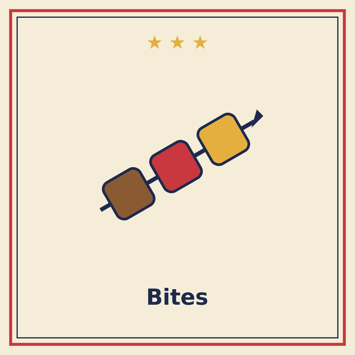 Bites — Chicken · Burger · Hot Dog · Quesadilla