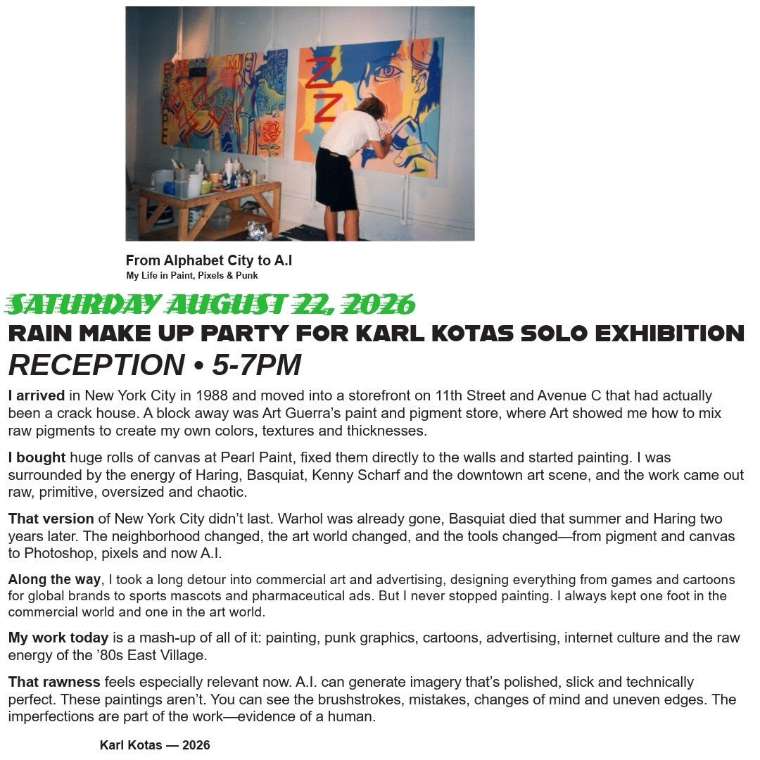 Miss the Kaos?  Saturday afternoon reception and late night party.  August 22 at 17 Essex St.  Viewer discretion advised.