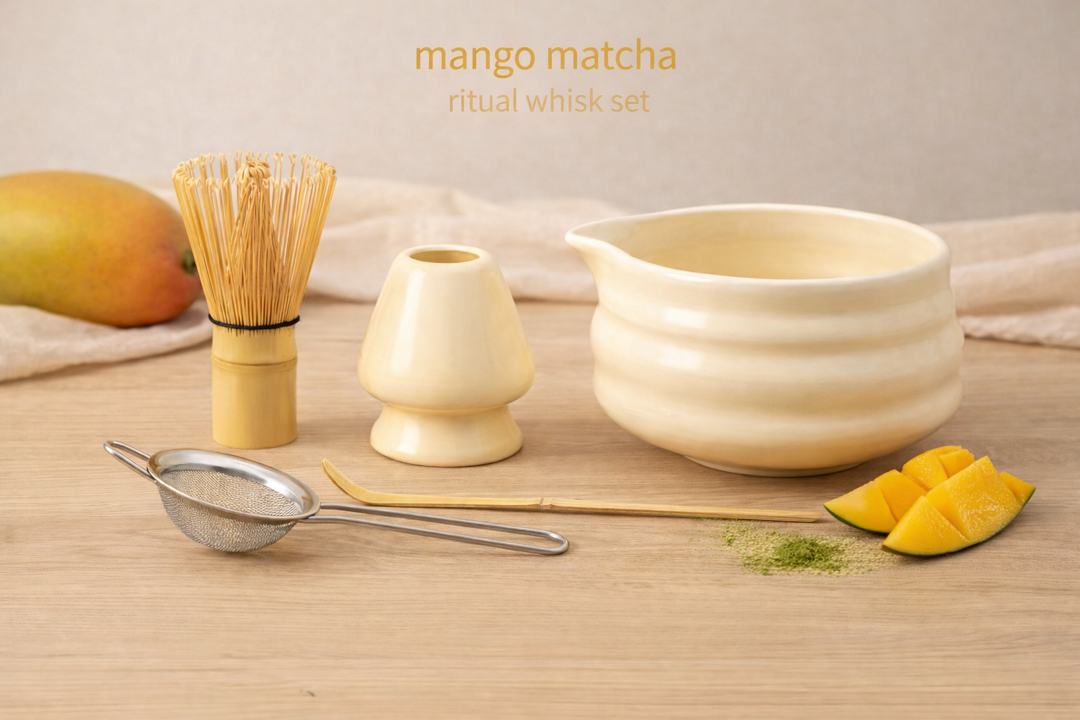 elaria 'mango matcha' ritual whisk set