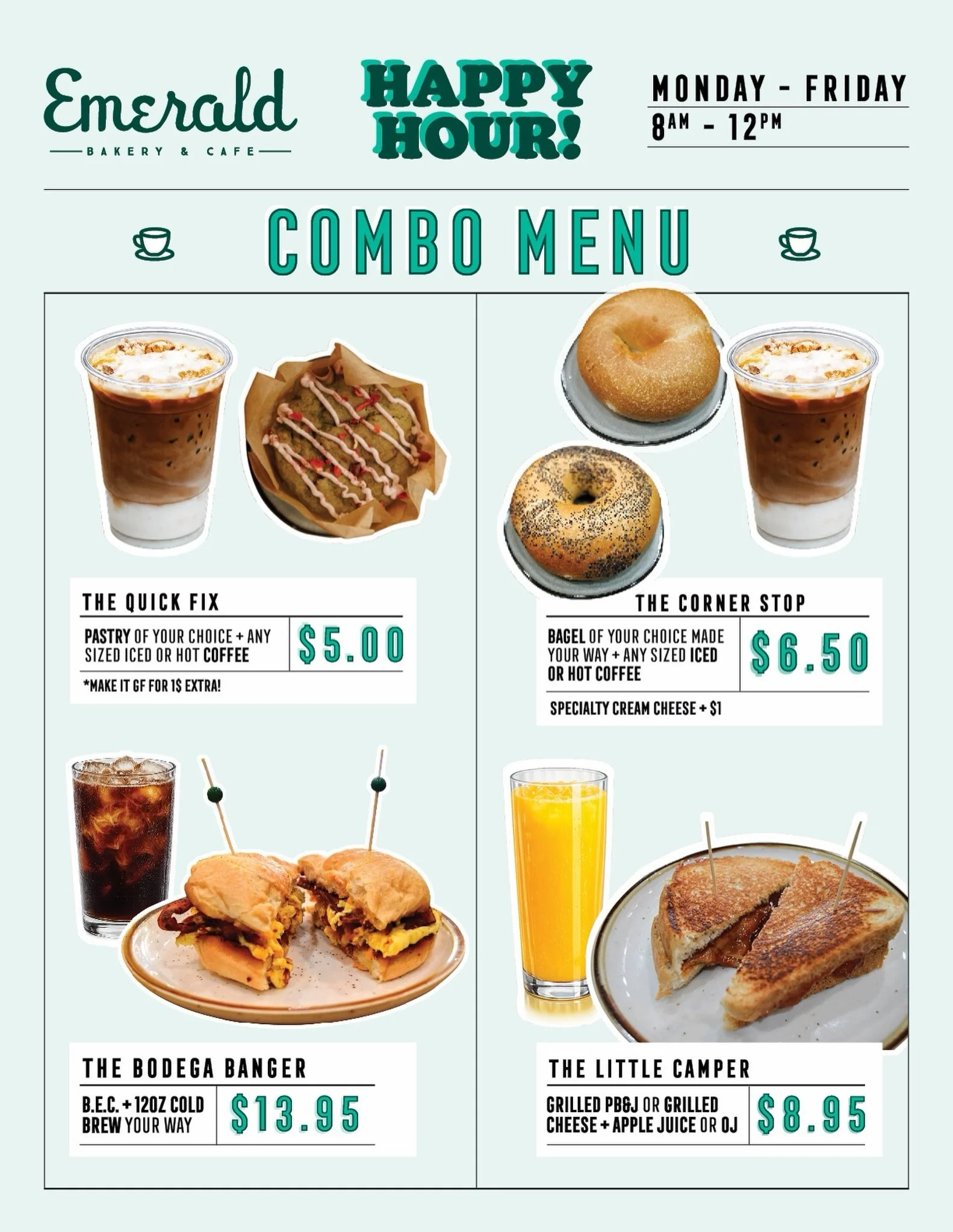 Check out our happy hour specials Monday through Friday from 8am-noon! 🤤

#bushwick #cafe #happyhour #breakfast #menu