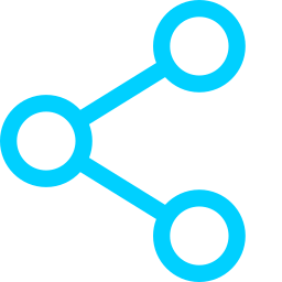Graphic representation of a network with three connected nodes in blue.