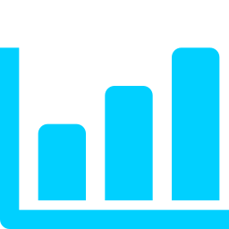 A blue bar graph with three vertical bars of increasing height on a black background.