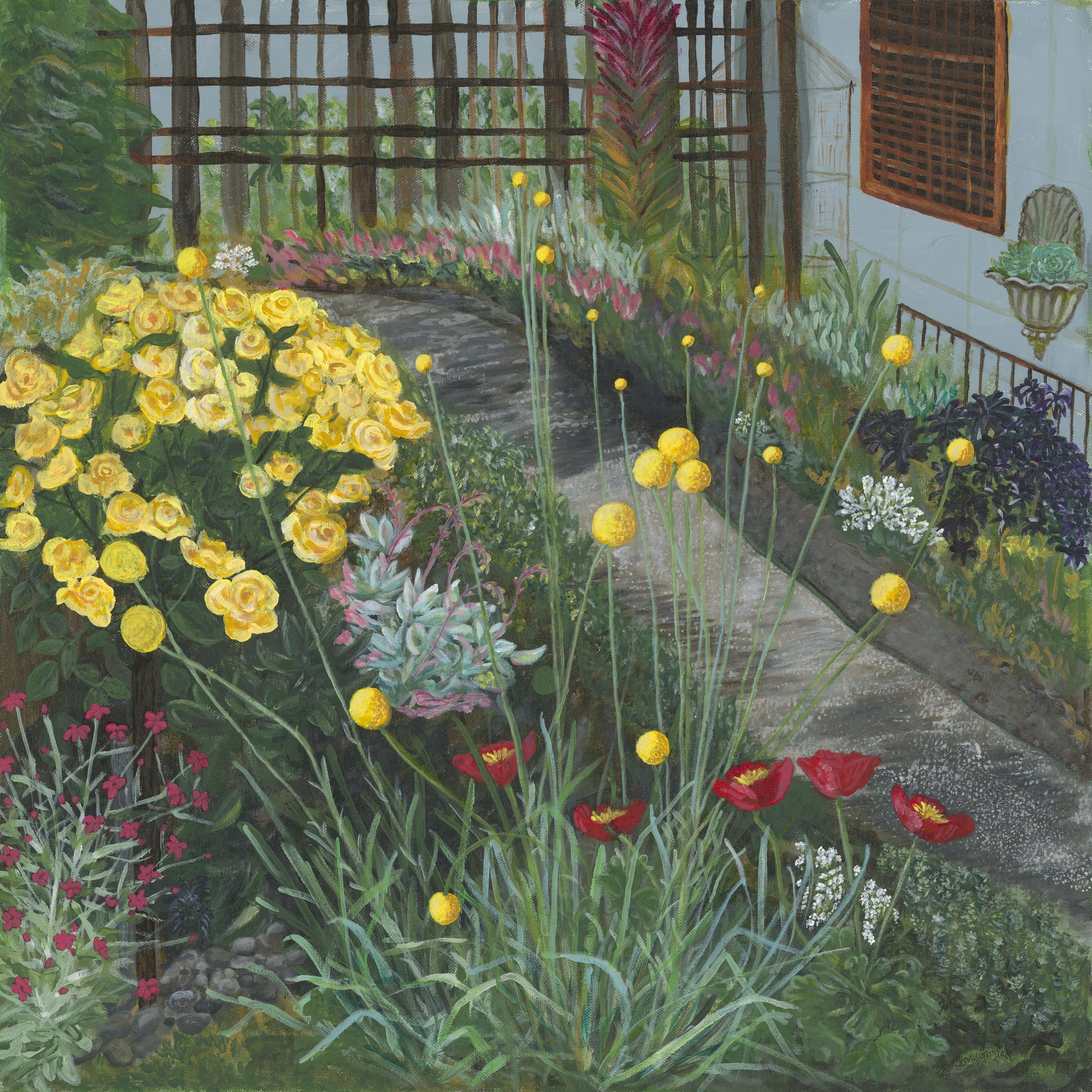 Come see the Garden-24x24, Acrylic on canvas-Mardi's Garden series (click on image to see full view)