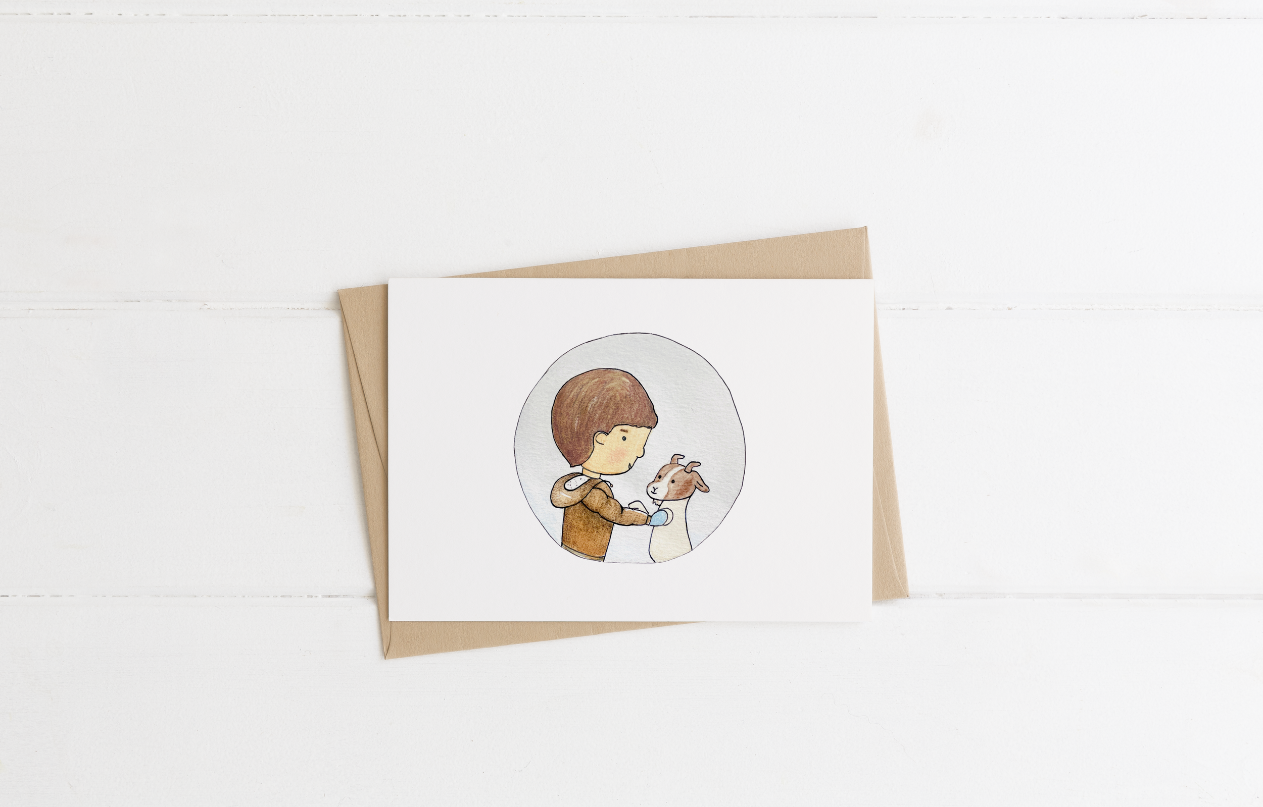 Goat & Boy Greeting Card