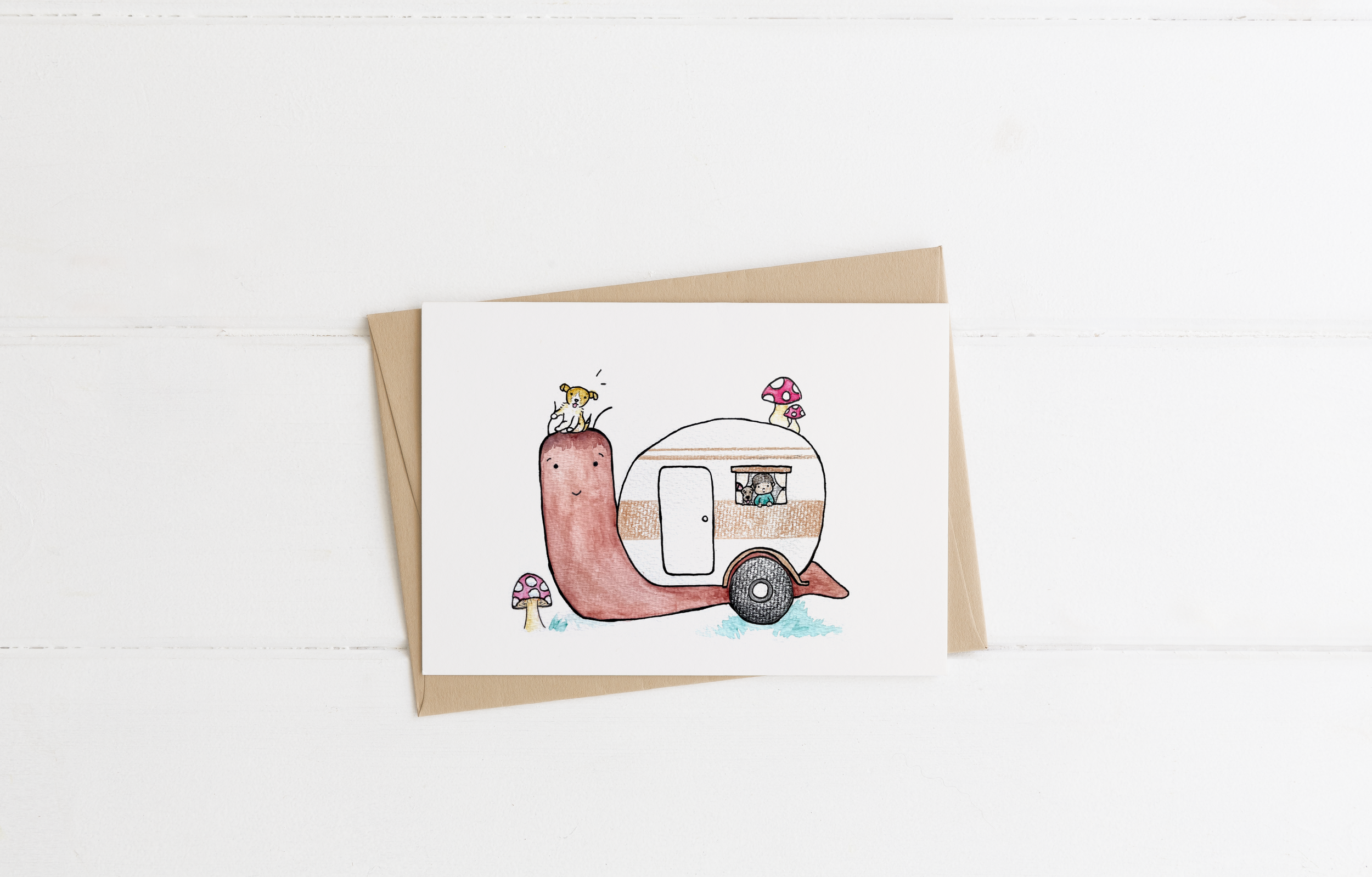 Snail Camper Greeting Card