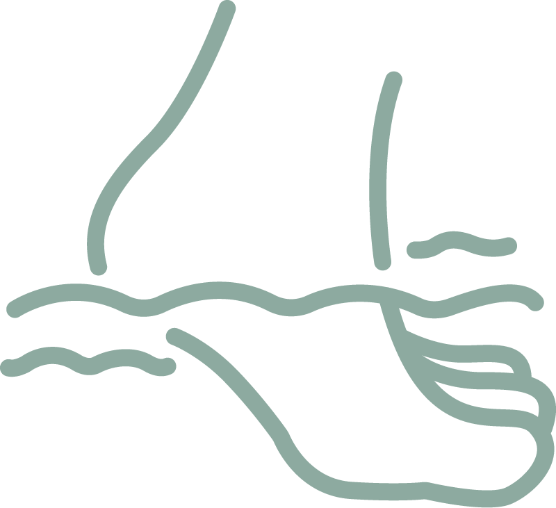 A line drawing of a person's face in profile view, with minimal detail, showing parts of the face including the nose, mouth, and chin.