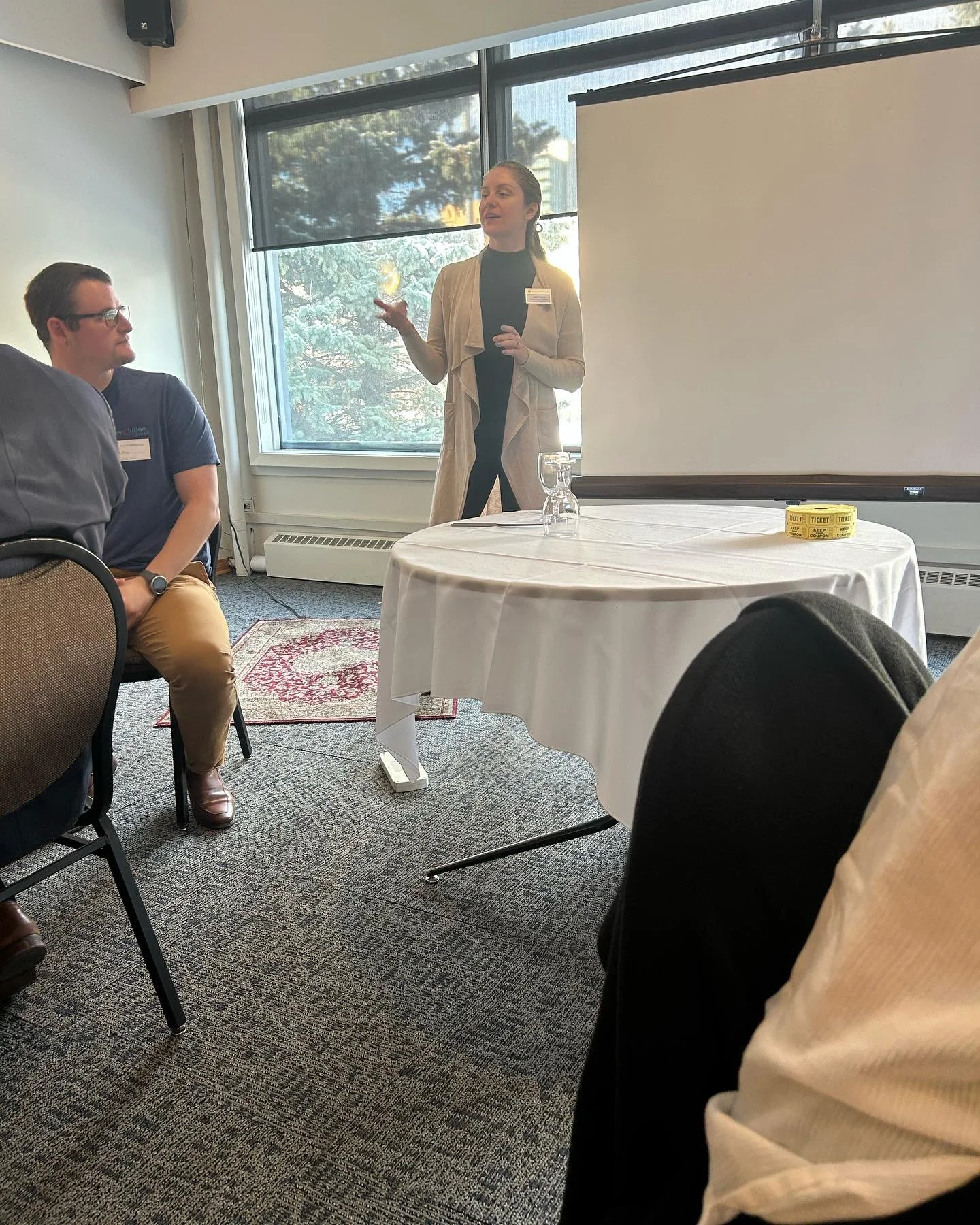 Nikki Smith presenting at the Winnipeg Winter Club for the Winnipeg Business Club member drive.