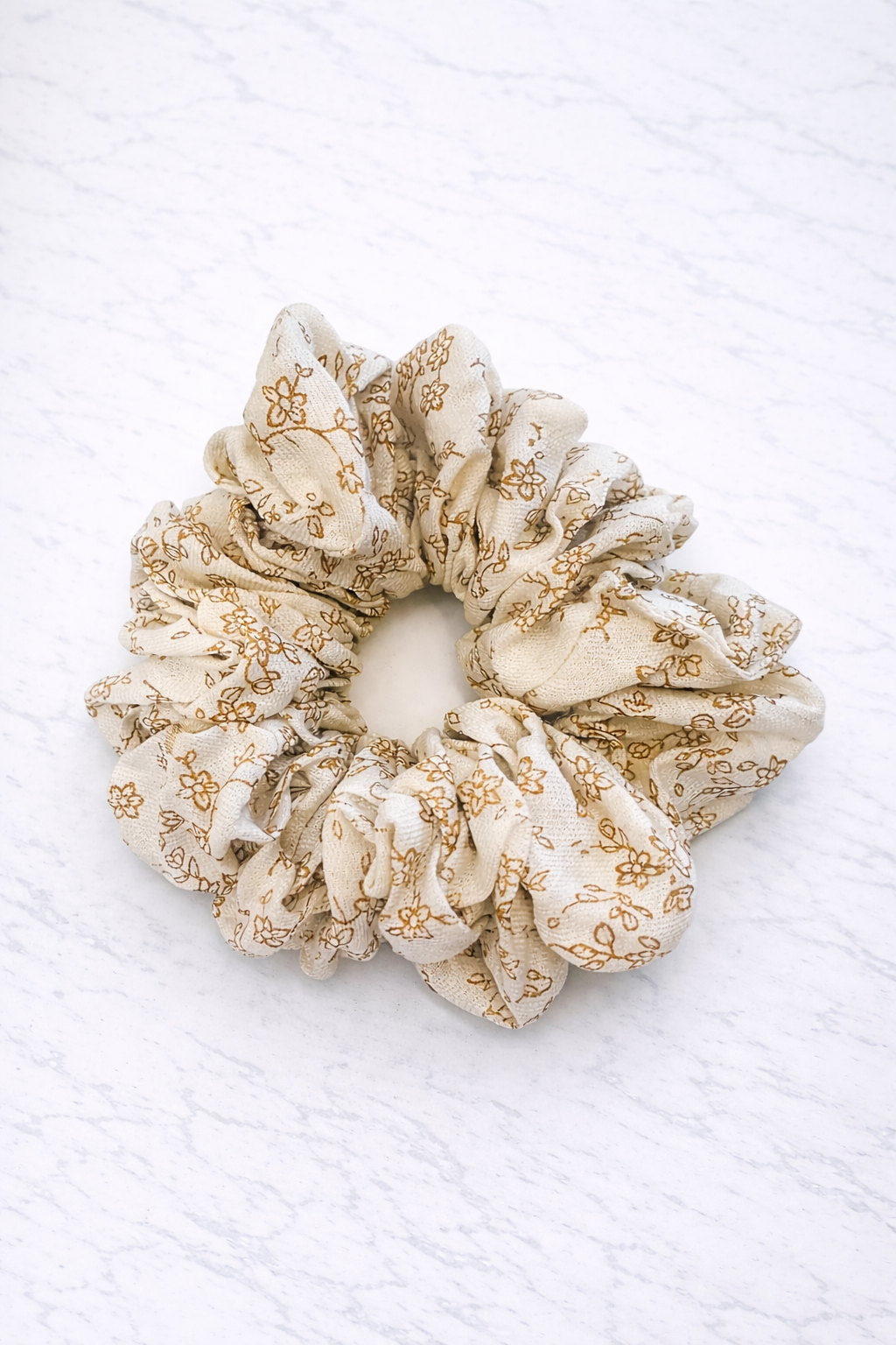Creamy Jumbo Floral Scrunchies